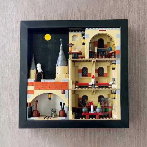 積木魔術城堡壁畫積木牆畫圖片模型磚玩具兒童聖誕禮物框架內的想法