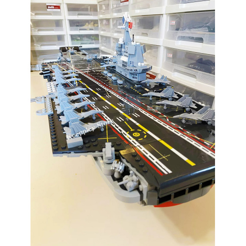 積木Sembo Block山東航母帶LED積木軍事戰艦磚武器軍艦玩具魔獸船船