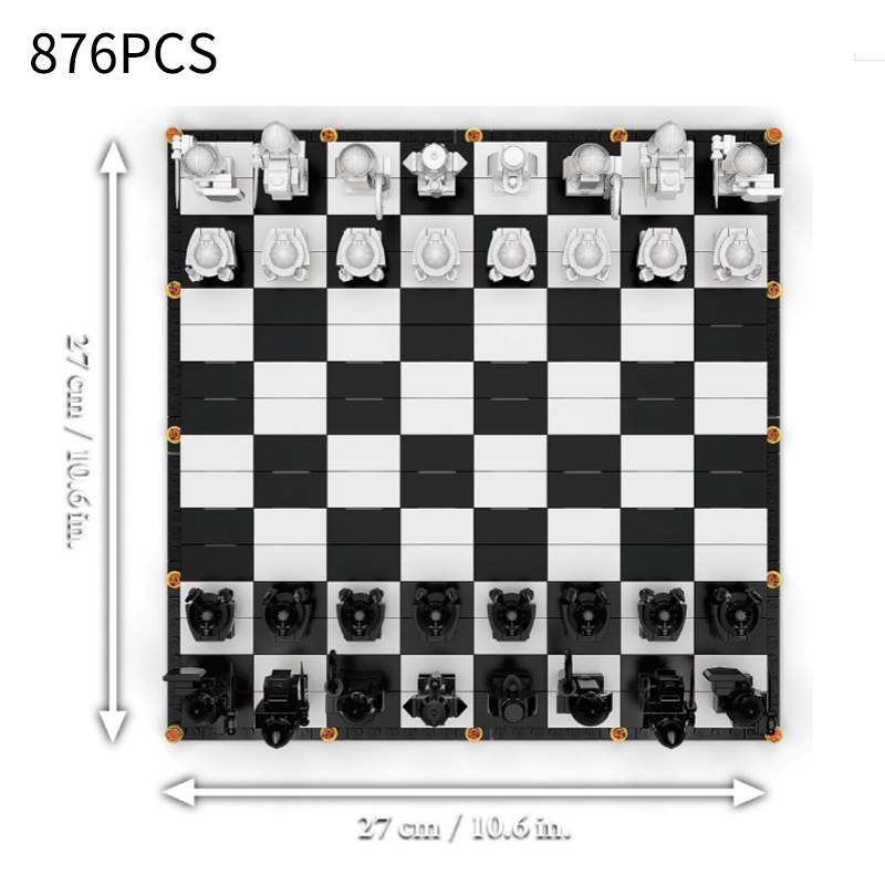 積木Film New 76392 Wizard Chess Final Challenge Interactive Game Building Blocks Knight Role Playing Chess Christmas Birthda