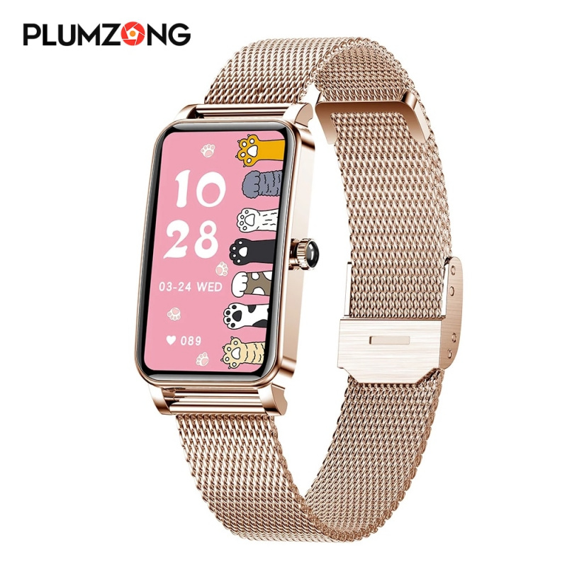 PLUMZONG Women Smart Watch Custom Dials Full Touch Screen IP68 Waterproof Smartwatch Women Heart Rate Monitor Lovely Bracelet