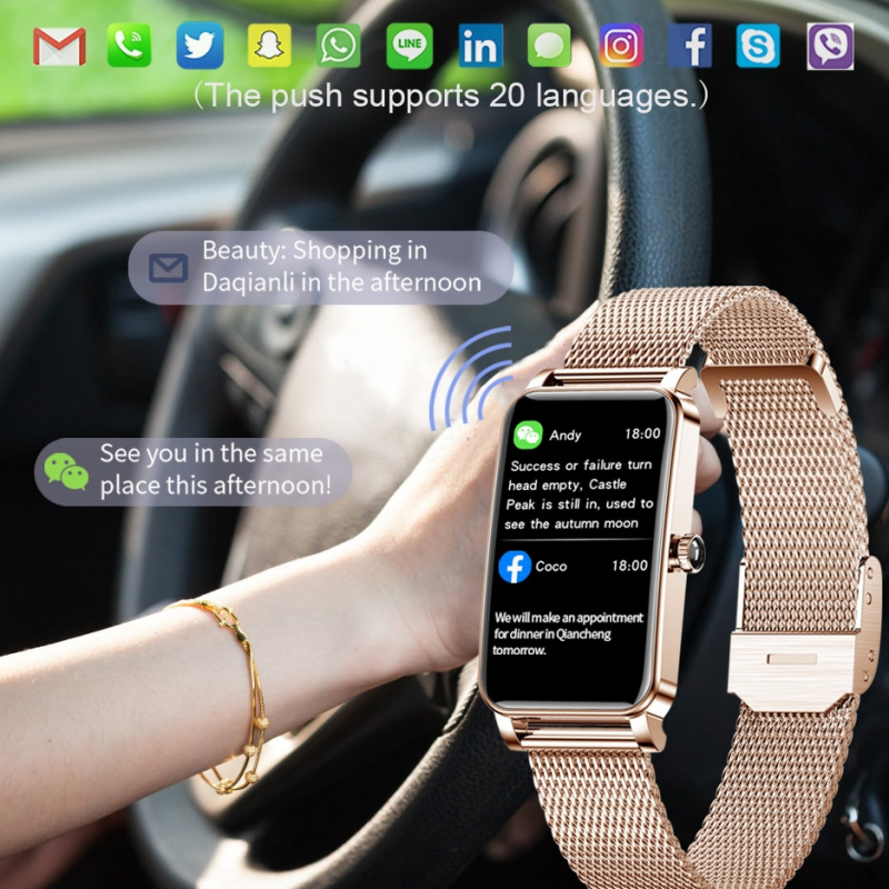 PLUMZONG Women Smart Watch Custom Dials Full Touch Screen IP68 Waterproof Smartwatch Women Heart Rate Monitor Lovely Bracelet