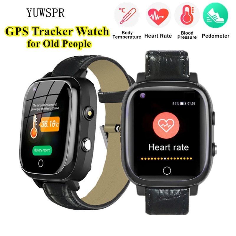 老人追踪器智能手錶體溫心電圖 PPG 監測 4G 視頻通話 Wifi GPS 定位手電筒適用於老人 T5S