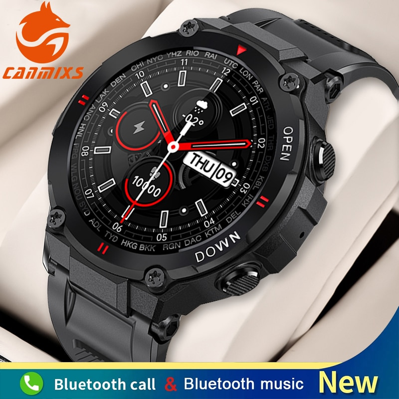 CanMixs K22手錶藍牙通話智能手錶男士戶外運動健身追踪器心率音樂播放智能手錶適用於Android IOS