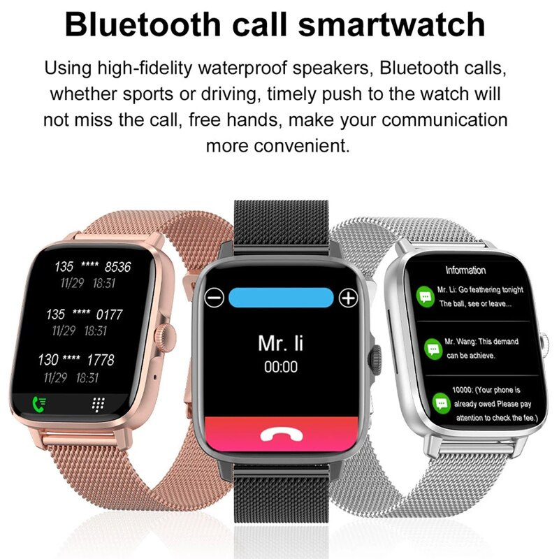 女士智能手錶男士 NFC 1.9 英寸屏幕無線充電 GPS 運動軌跡 500+ 錶盤推送應答呼叫智能手錶 2022