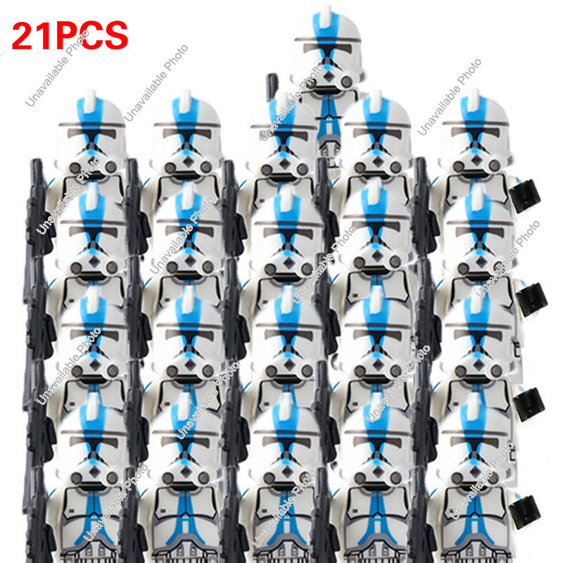 積木DISNEY 21Pcs Set Clone Troopers Snowtroopers 501 Building Blocks Star Model Figures Wars Toy Kashyyyk 41st Elite