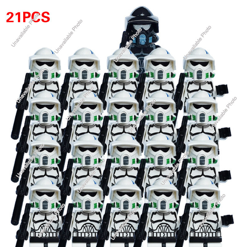 積木DISNEY 21Pcs Set Clone Troopers Snowtroopers 501 Building Blocks Star Model Figures Wars Toy Kashyyyk 41st Elite