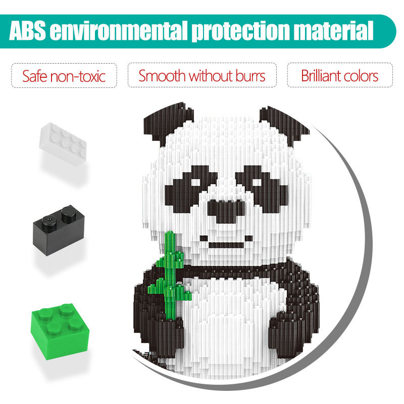 積木390pcs Small Panda Assembled Toy Building Blocks Mini Micro Educational Animals 3D Diamond Bricks Cons