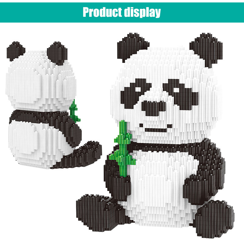 積木390pcs Small Panda Assembled Toy Building Blocks Mini Micro Educational Animals 3D Diamond Bricks Cons
