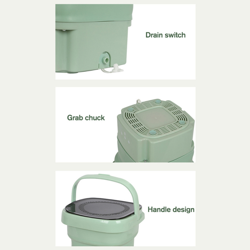 Folding Mini Washing Machine With Dryer Bucket For Clothes Portable Underwear Washer Ultrasonic Cleaning Socks Auto Disinfect