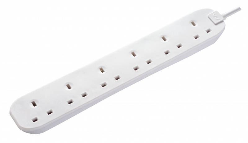 Masterplug 6位X13A 2米拖板 白色 BSG2N Simple 6 Socket Extension Leads White