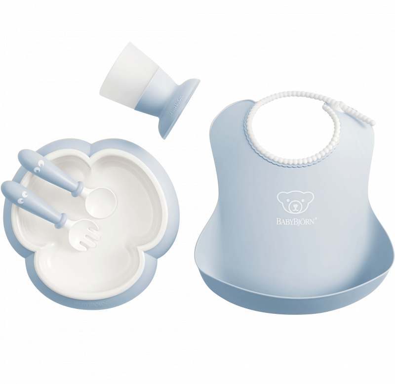 BabyBjorn Baby Dining Set (Plate, Spoon & Fork, Soft Bib, Cup)