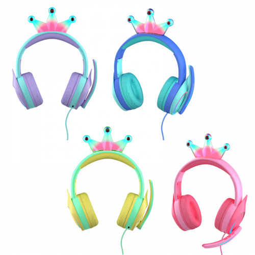 游戲耳機便攜式有線 LED 皇冠頭戴式耳機帶麥克風適用於男孩女孩運動駕駛視頻遊戲音樂智能手機電腦適用於 PS4