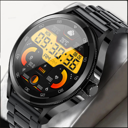 2022 New Steel Belt Smart Watch Men Waterproof Sport Fitness Tracker Weather Display Bluetooth Call Smartwatch For Android IOS
