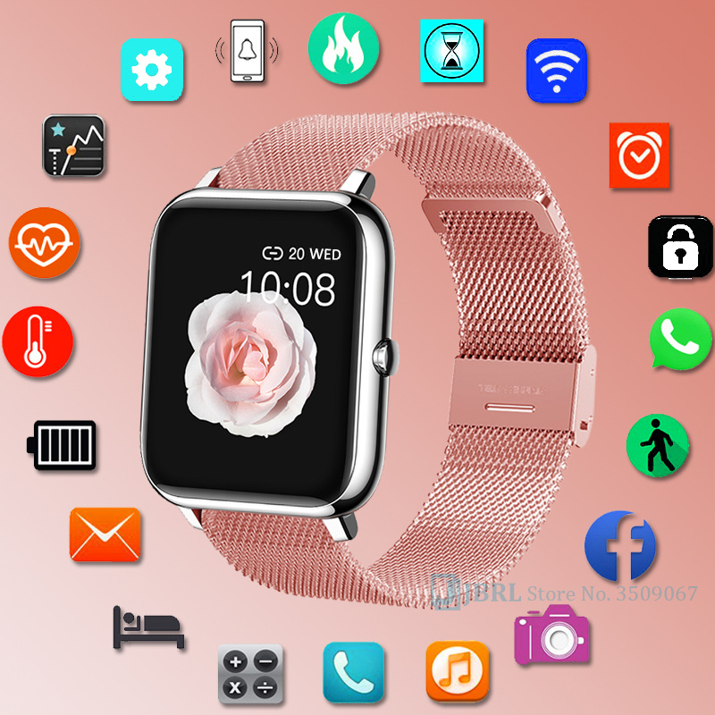 全觸控智能手錶男士女士智能手錶適用於 Android IOS 健身追踪器電子智能時鐘運動防水智能手錶
