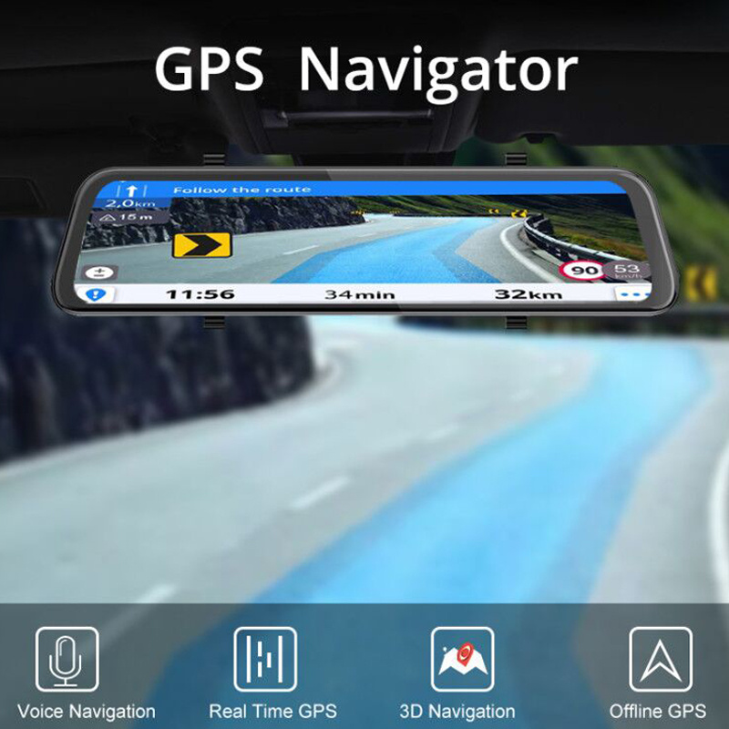 Bluavido 4G ADAS Android 車鏡錄像機 GPS 導航 12 英寸後視 DVR 1080P 行車記錄儀 WiFi 遠程監控