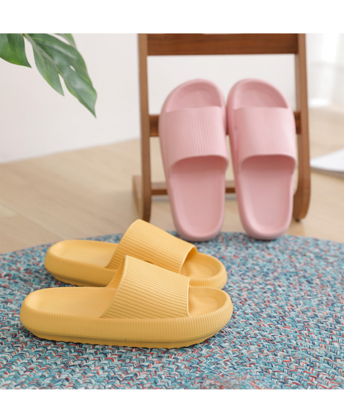 厚底柔軟拖鞋(黃色) |涼鞋|減震|防滑|露趾|浴室|清爽|輕盈|防滑|不磨腳|一體成型
