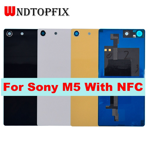 適用於索尼 Xperia M5 E5603 E5633 後蓋電池蓋玻璃後門殼帶 NFC 連接器+索尼 M5 電池蓋貼紙