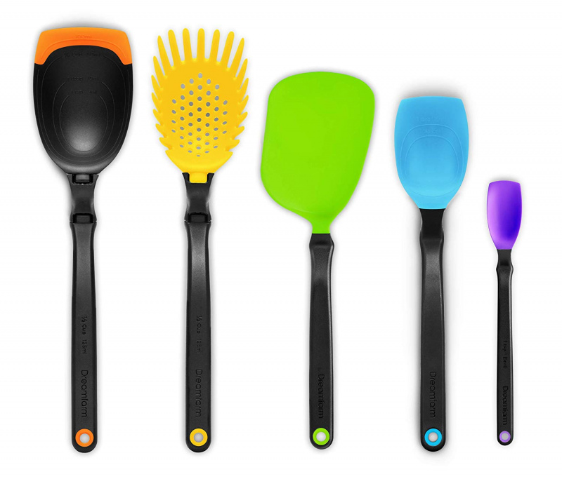 Dreamfarm Set of the Best 基本廚房工具套裝多色（包括湯勺、意粉勺、薄切鑊鏟、一茶匙刮匙、刮匙）