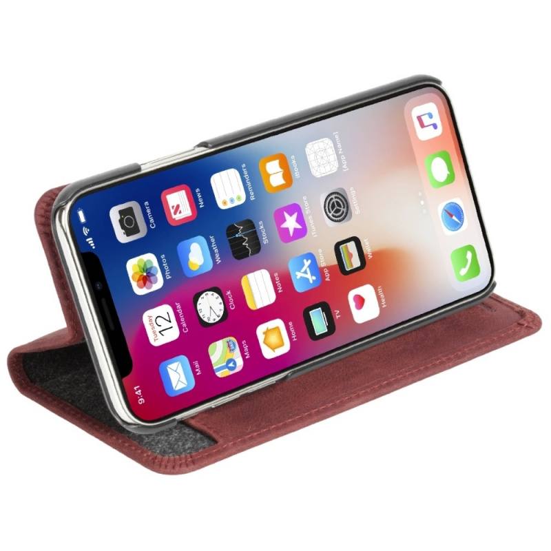 Krusell Sunne 4 Card FolioWallet for iPhone X/XS Leather Case (4卡對開式錢包手機保護套)- Red (KSE-61447)