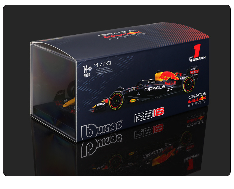 BBurago 2022 F1 1:43 賽車模型 Red Bull Racing Verstappen RB18 [年度常規精裝版]