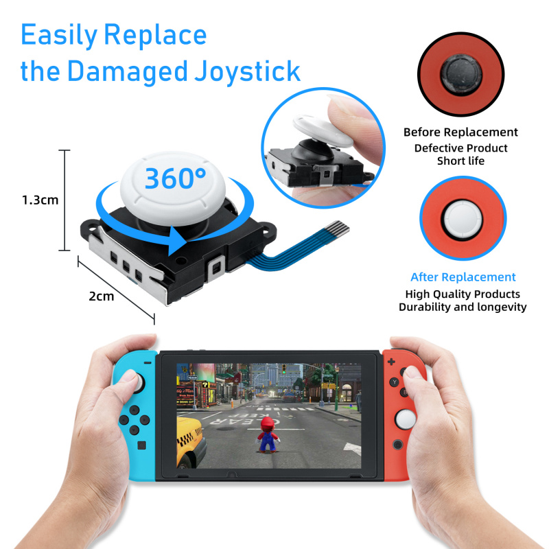 Tolesum 3D Analog Joystick Reparatur Ersatz Set für NS Switch/Switch OLED Joy-Con/Switch Lite Controller mit Reparaturset Werkzeuge-Schwarz