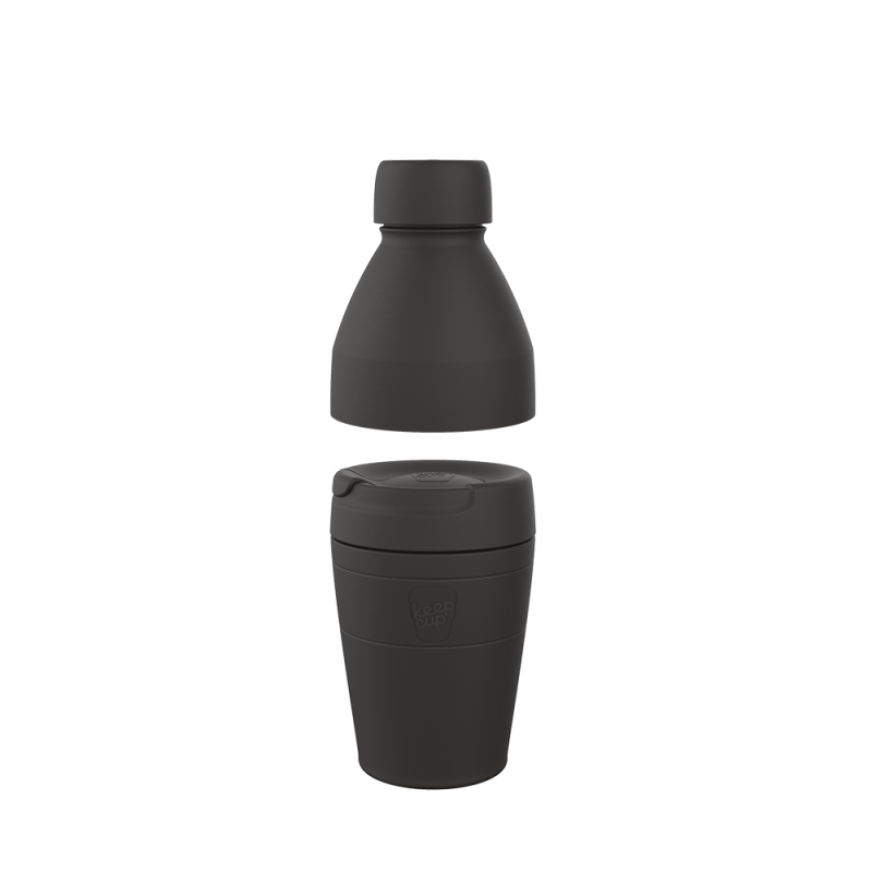 Keepcup Helix Kit Thermal 不銹鋼扭合保溫杯組合 M/12oz/340ml 水樽 18oz/530ml - 黑色