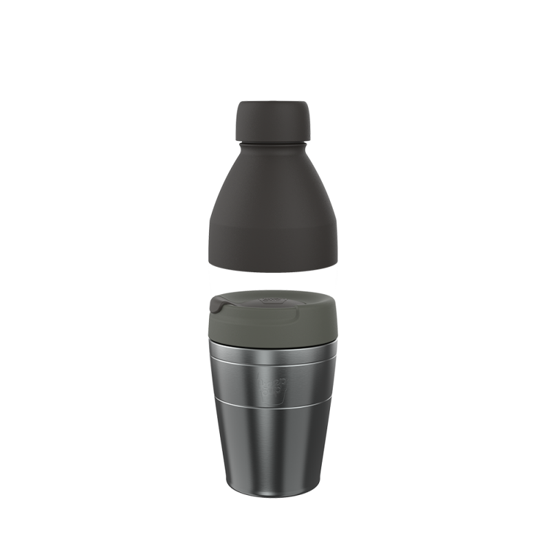 Keepcup Helix Kit Thermal 不銹鋼扭合保溫杯組合 M/12oz/340ml 水樽 18oz/530ml - 氮氣灰黑色