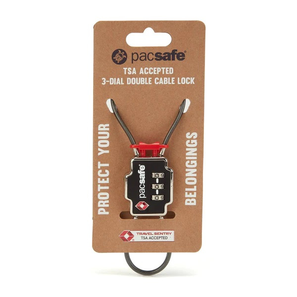 PACSAFE Travel Sentry® Approved 3-Dial Double Cable Lock 雙頭鋼纜鎖