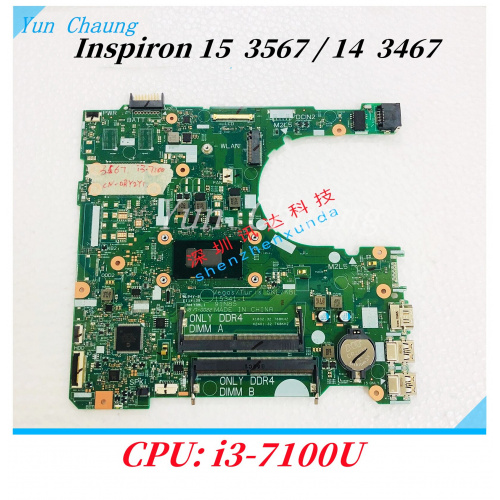 15341-1 CN-0RY2Y1 0RY2Y1 主板適用於戴爾 Inspiron 15 3567 14 3467 筆記本電腦主板帶 i3-7100U CPU DDR4 100% 測試正常