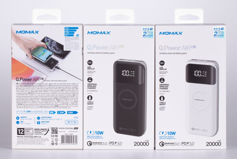 Momax Q.Power Air2+ 無線充電流動電源 20000mAh IP92