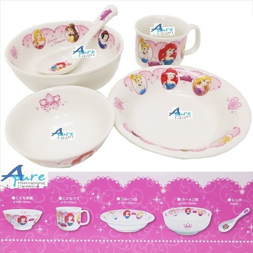 迪士尼公主日本陶瓷兒童5件1套裝餐具禮品(日本直送&日本製造)