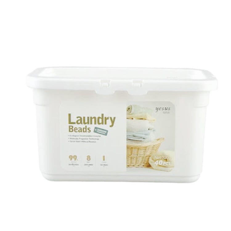 【泰國】升級版增量裝 YESUS Laundry Beads 三合一洗衣啫喱球／凝珠球320g（40粒裝）｜BB爽身粉味｜消毒殺菌｜無熒光劑