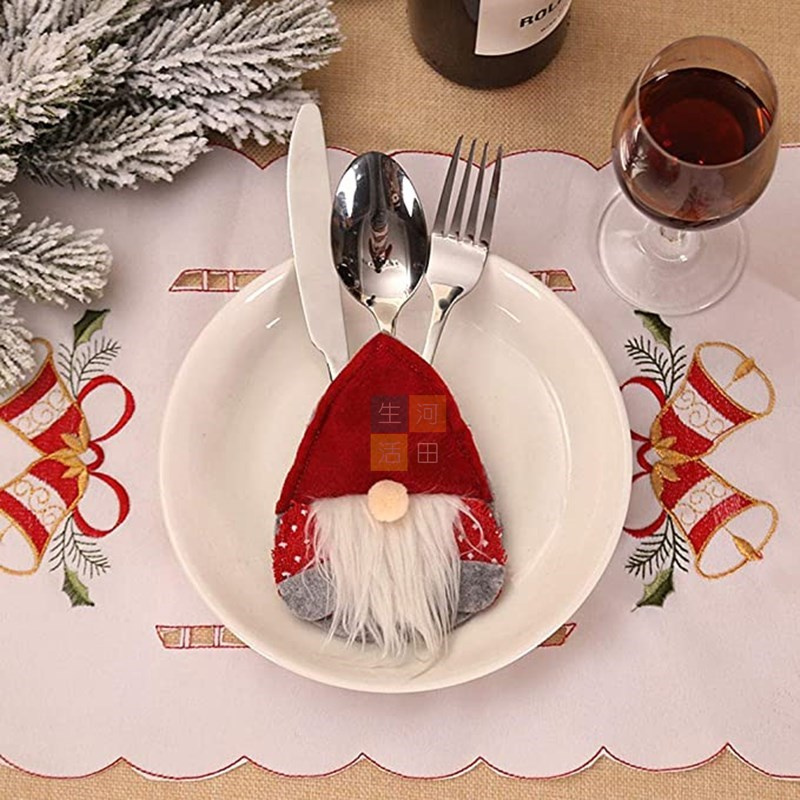 聖誕餐具套 (紅色)/聖誕帽刀叉套/餐具套/叉勺/口袋/聖誕裝飾袋/聖誕老人/聖誕大餐裝飾/聖誕餐桌晚餐裝飾/餐具袋/餐具架