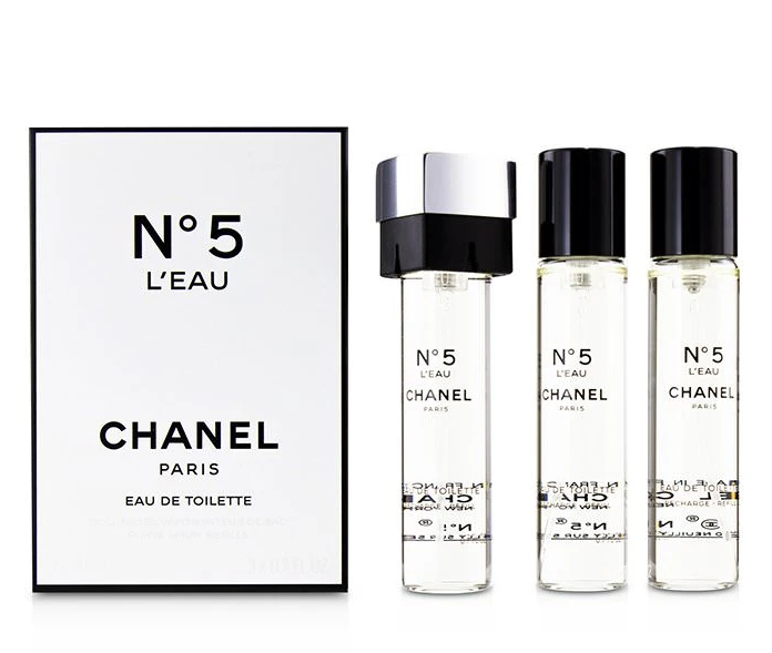 chanel no 5 eau de toilette purse spray refills 3x20ml
