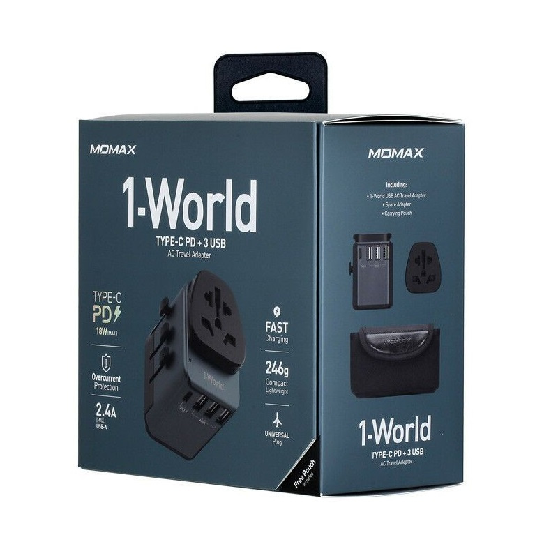 MOMAX 1-World 旅行插座 (Type-C PD 30W + 3 USB) UA7 【香港行貨保養】