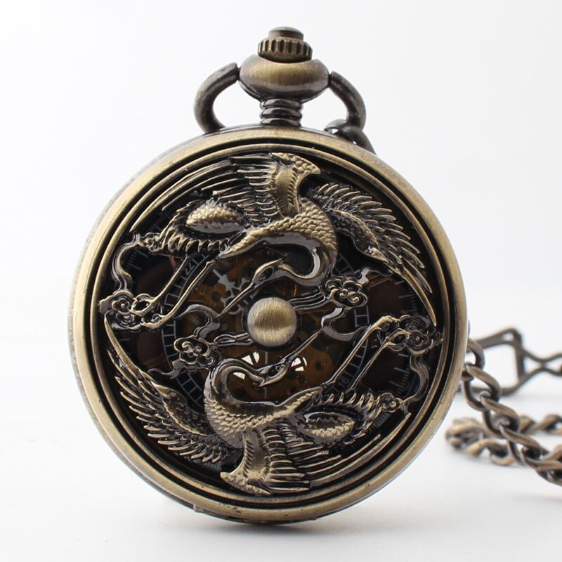 全新復古中國風懷錶機械自動獨特時尚吊墜帶鏈條禮品reloj de bolsillo - 博實電器