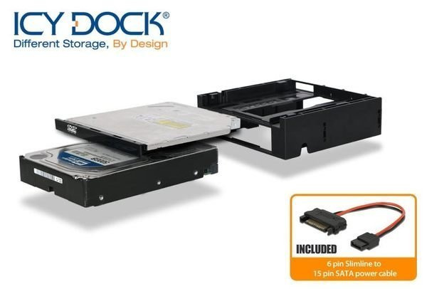 {MPower} ICY Dock MB343SPO 3.5 HDD SSD Slim ODD Bay to 5.25 Rom 光碟機 轉換架 - 原裝行貨