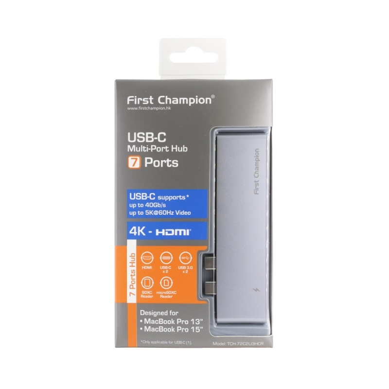 First Champion 7合1 USB-C集線器 (FC-TCH-72C2U3HCR) [2色]【香港行貨保養】