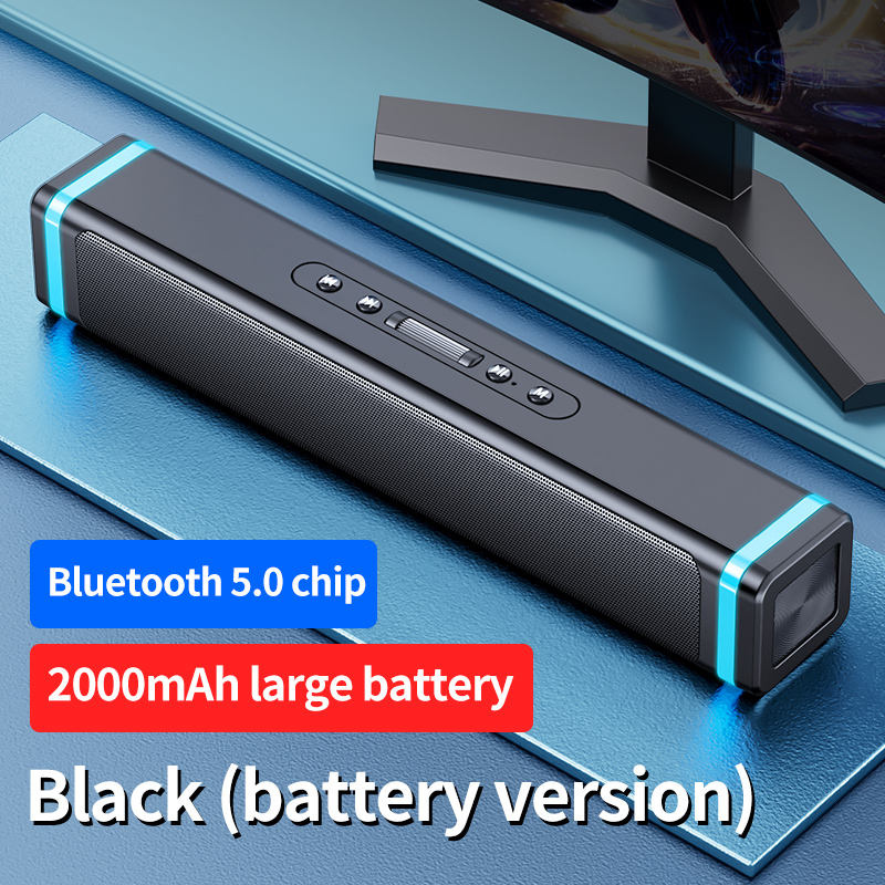 高保真無線家用藍牙音箱便攜式 TWS 超重低音內置電池帶 RGB LED 燈雙喇叭立體聲電腦音箱