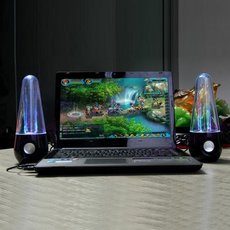 時尚便攜式無線水舞音箱雙聲道 3D 音響 LED 燈光噴泉音箱家庭聚會 25.5 15 10.5CM
