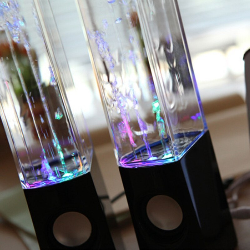 4 件裝 LED 燈揚聲器水舞音樂噴泉燈適用於 PC 筆記本電腦適用於電話便攜式桌面立體聲揚聲器黑色