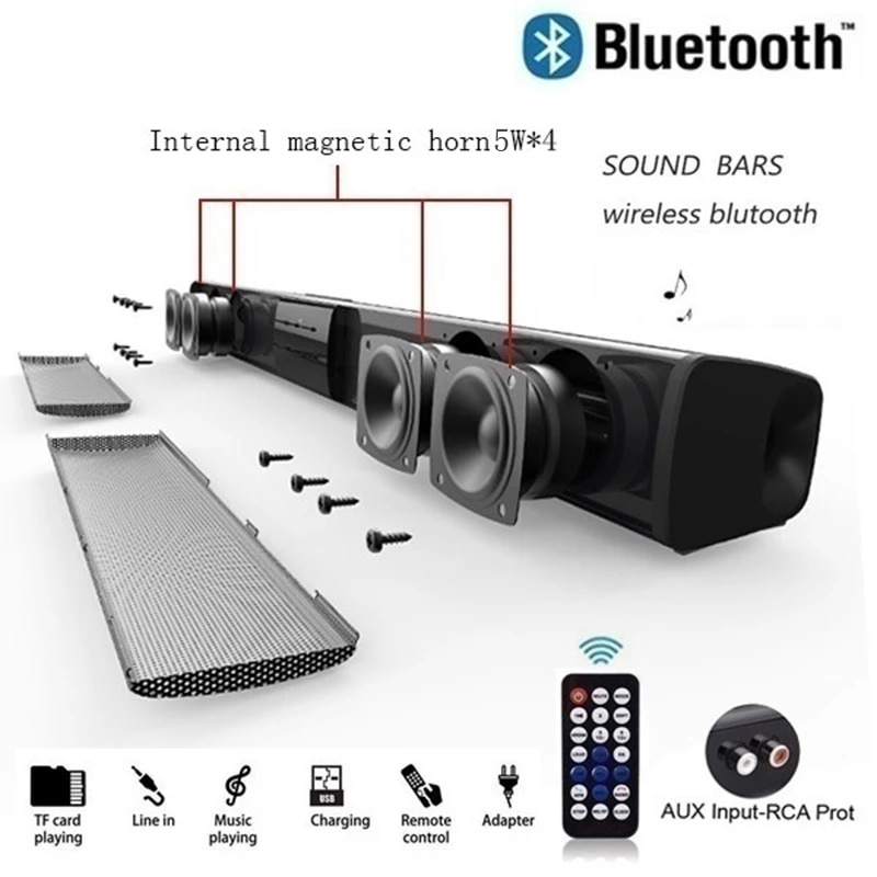 家庭音響和電視揚聲器無線藍牙 SoundBar 揚聲器低音 3D 環繞立體聲揚聲器適用於 PC 影院電視電腦