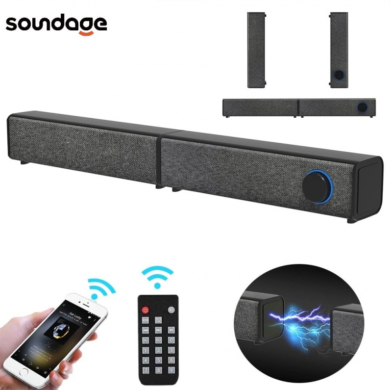 Soundage TV Sound Bars 無線藍牙音箱可拆卸 Soundbar 家庭影院雙連接方式適用於電視 PC 智能手機