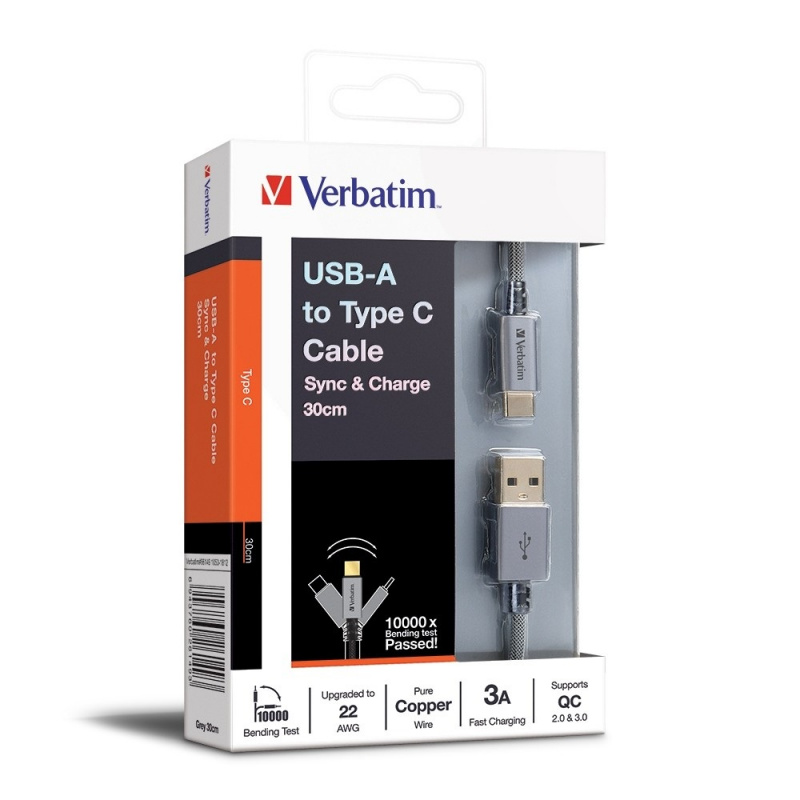 Verbatim Sync & Charge USB-C to USB-A Cable 30cm【香港行貨保養】