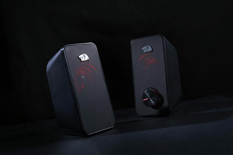 Redragon GS500 Stentor PC 遊戲音箱，2.0 聲道立體聲台式電腦音箱帶紅色背光和高品質低音