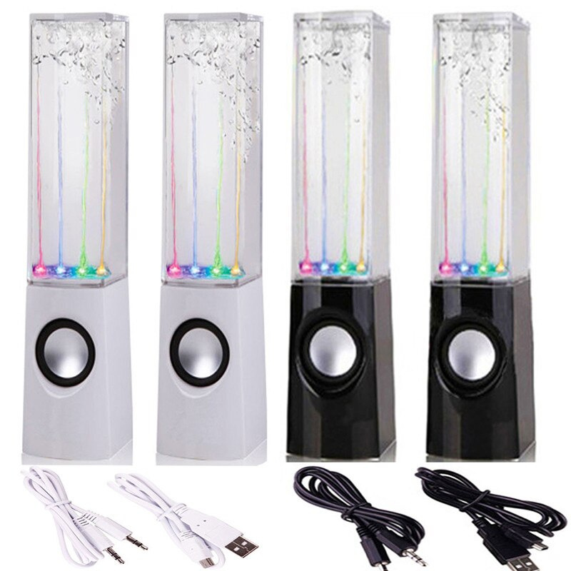 便攜式防水 LED 燈水舞音樂噴泉燈揚聲器適用於 PC 手機 MP3 播放器桌面立體聲揚聲器