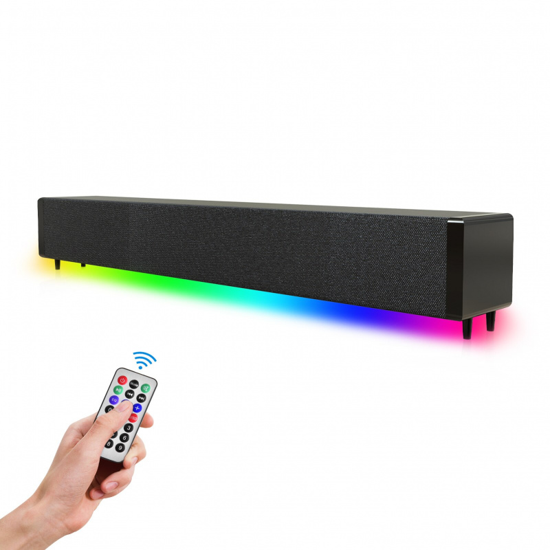 20W 電視條形音箱變色 LED 環繞聲條形有線無線藍牙，帶遙控和 USB AUX 連接，適用於電視 PC 揚聲器