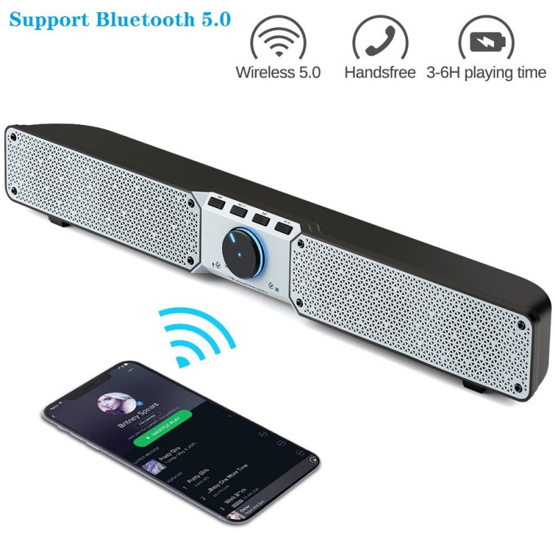 TOPROAD Soundbar 20W 便攜式藍牙音箱無線立體聲低音炮音箱柱，帶遙控器，適用於電腦電視 PC