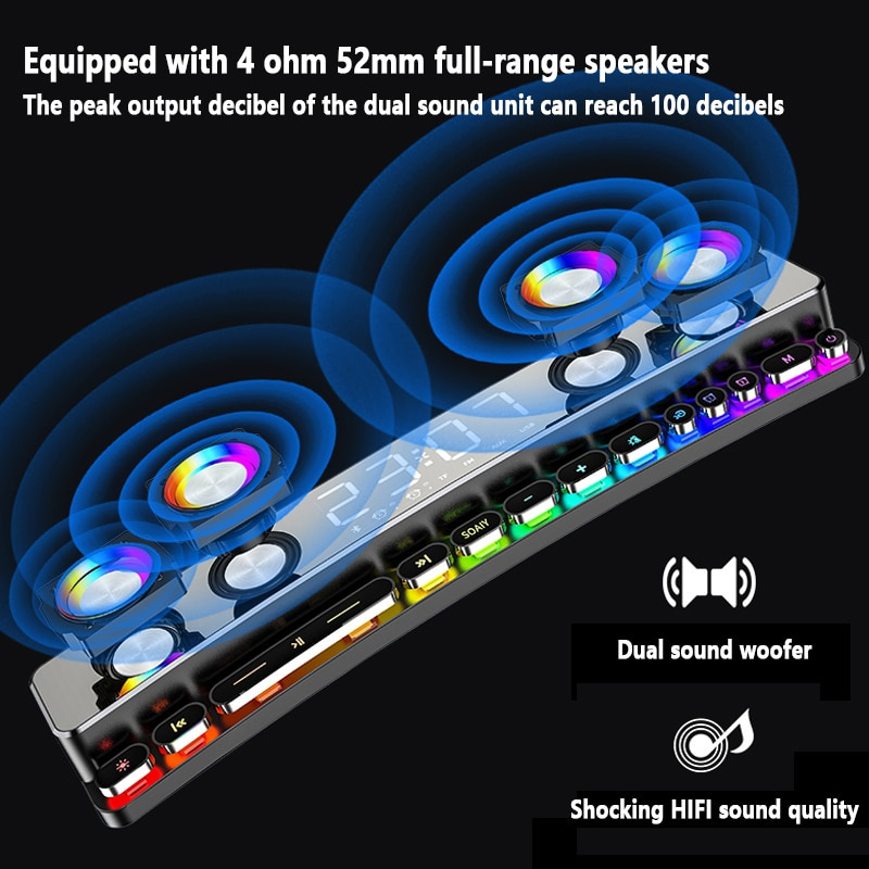 SOAIY SOAIY SH39 LED無線遊戲藍牙音箱電腦音箱3D立體聲音樂中心低音炮家庭影院鐘錶喇叭