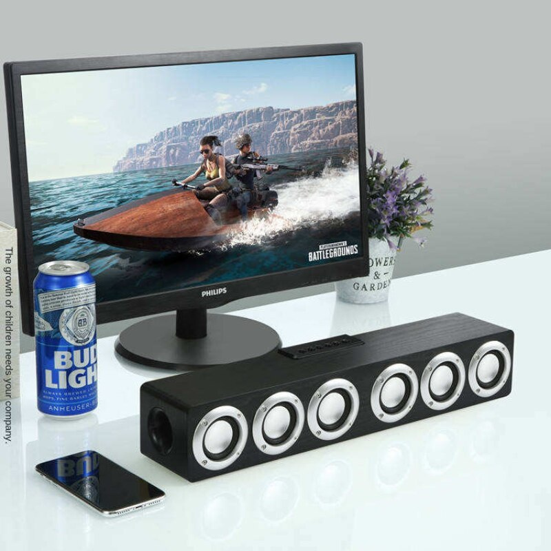 12W 條形音箱智能家庭影院系統無線 PC 揚聲器帶藍牙 AUX FM USB 連接藍牙揚聲器